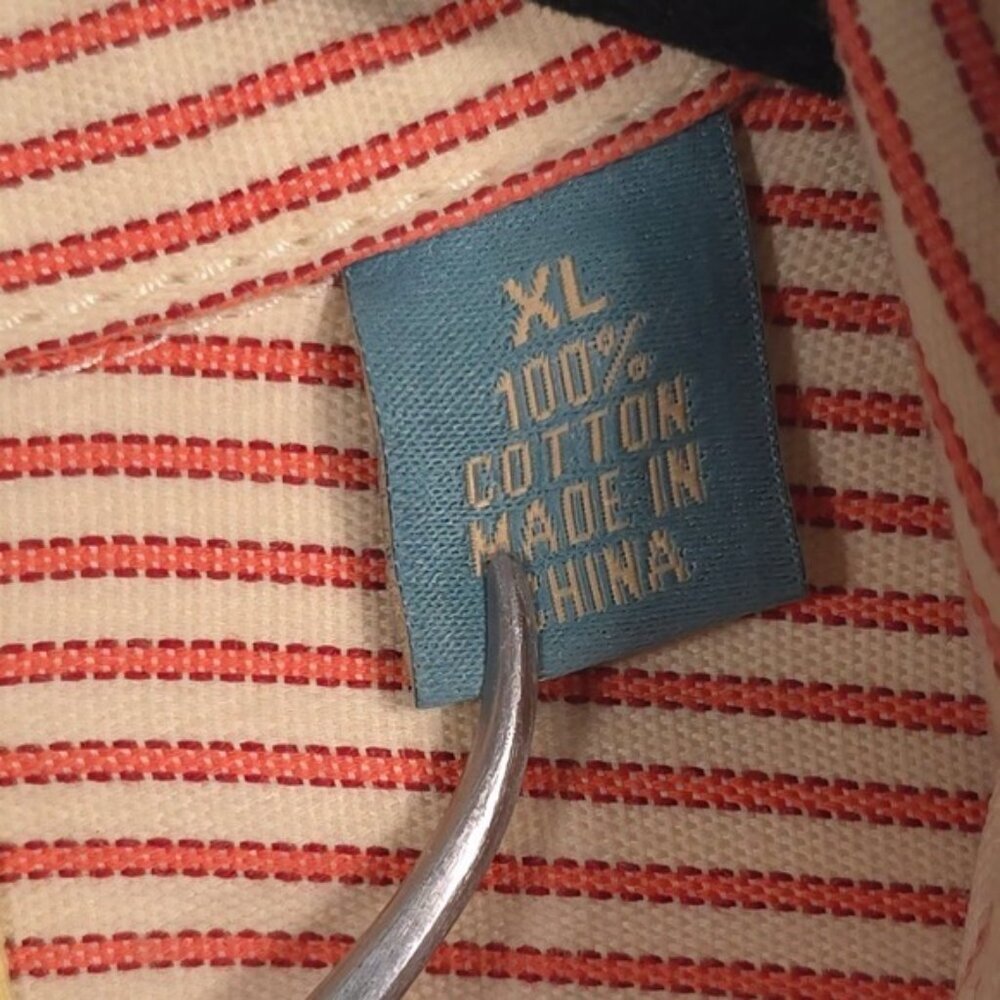 Tommy Bahama Men's Shirt Size XL Orange Striped‎ Cotton Long Sleeve Button Up - Picture 10 of 10